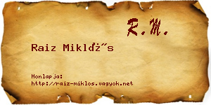 Raiz Miklós névjegykártya